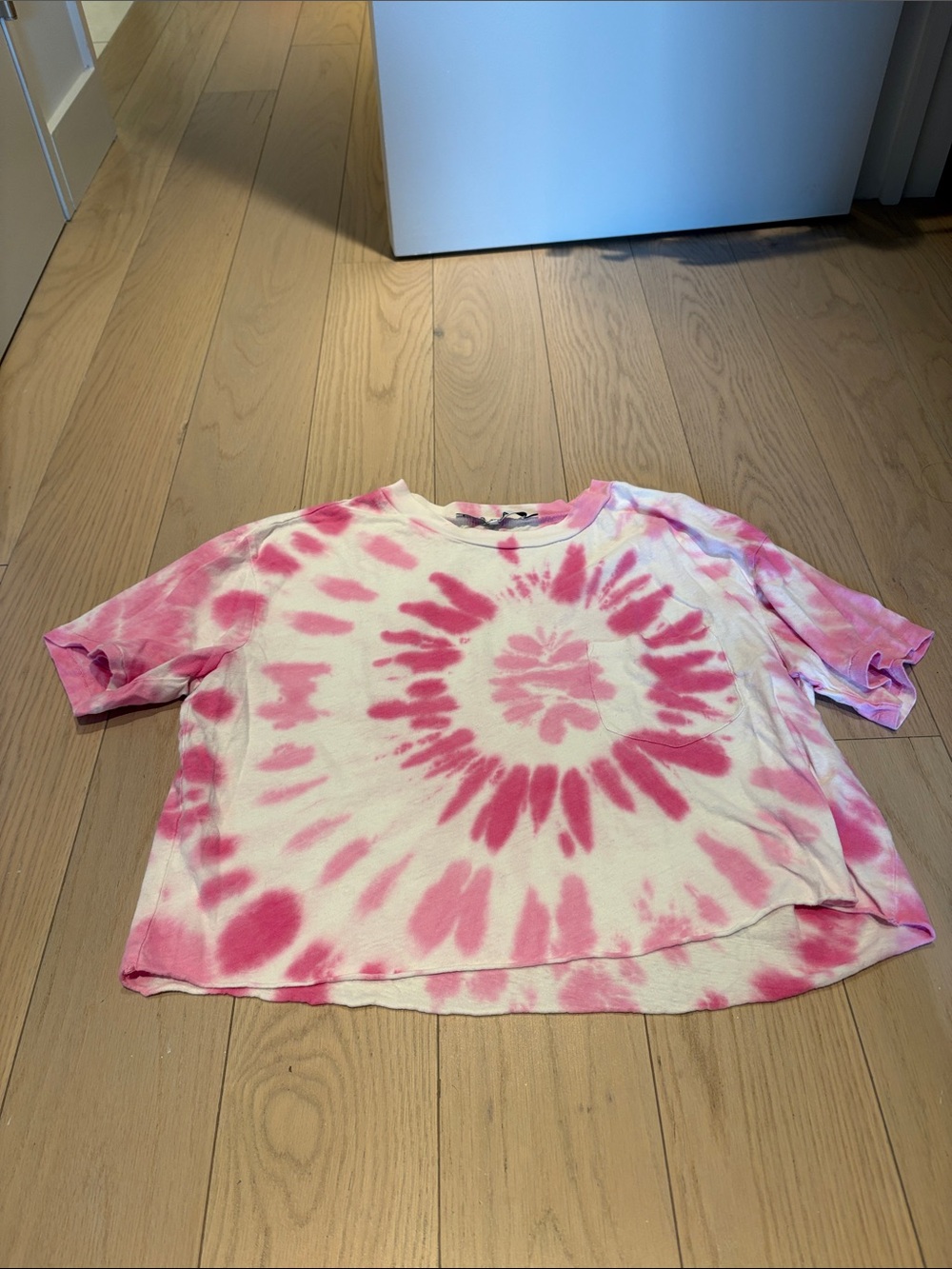 Pam & Gela Pink & White Tie-Dye Cropped Tee